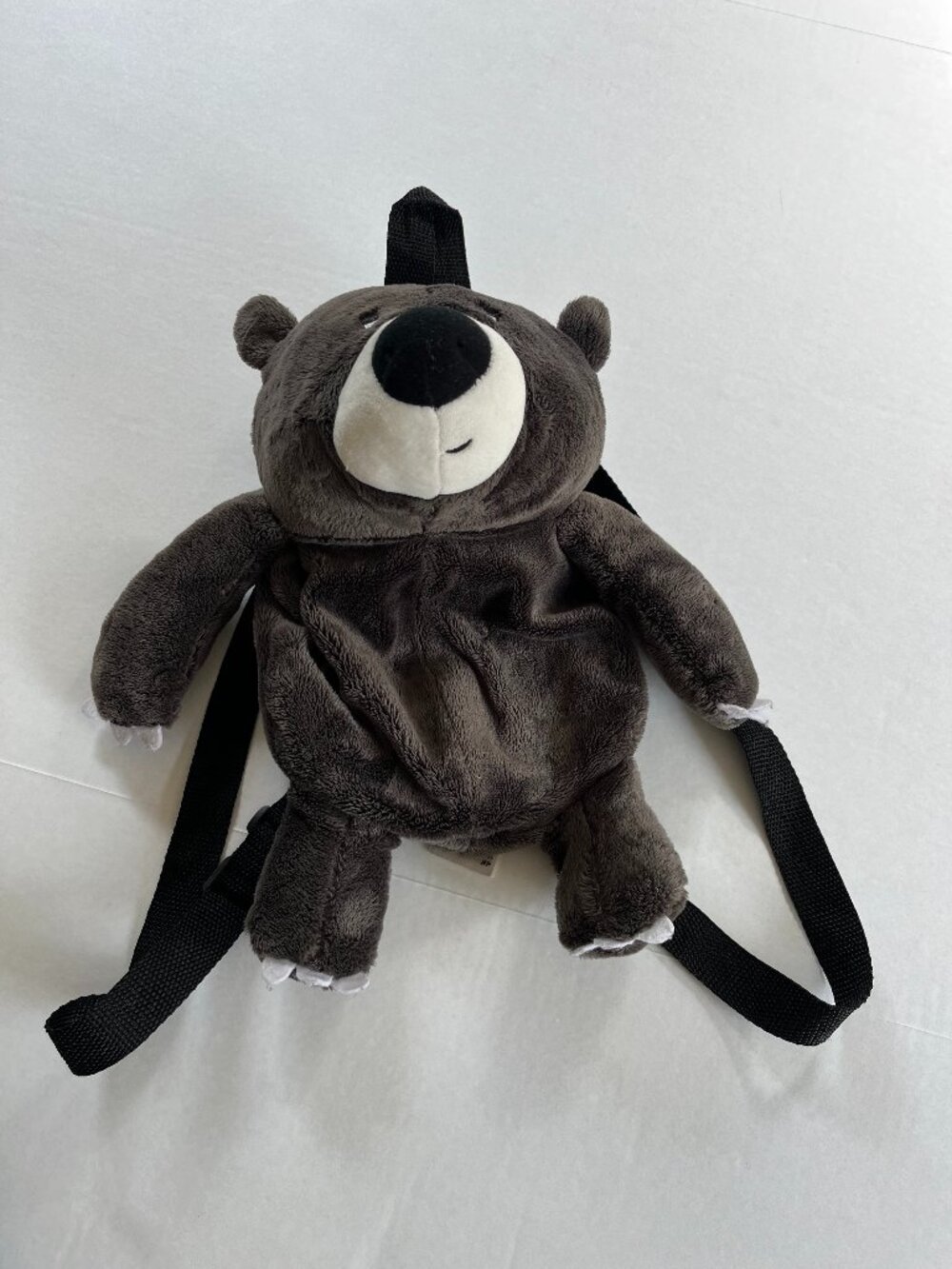H&M Bear Plush Backpack Black‎ adjustable straps with a zip pocket